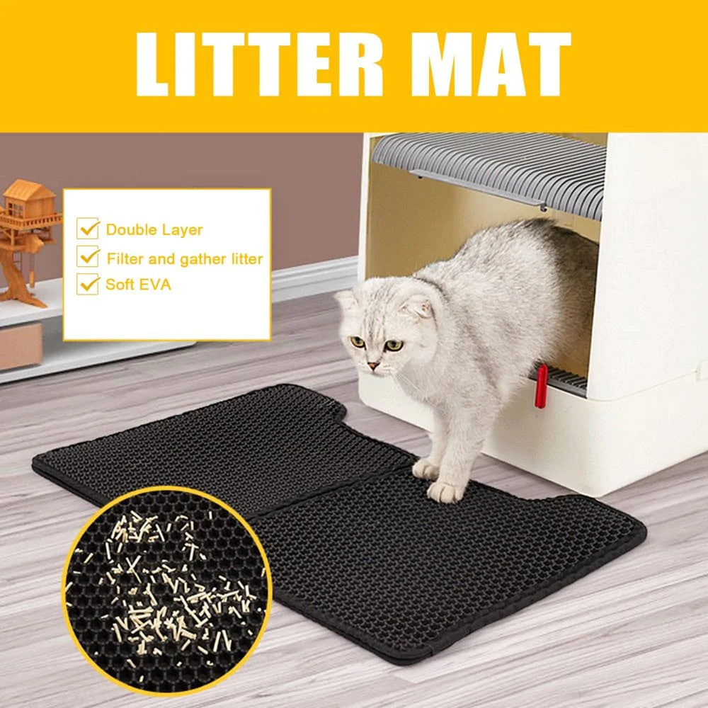 Yeacher Cat Litter Mat Double Layer Foldable Mat Litter Box Rug Animals & Pet Supplies > Pet Supplies > Cat Supplies > Cat Litter Box Mats Yeacher   