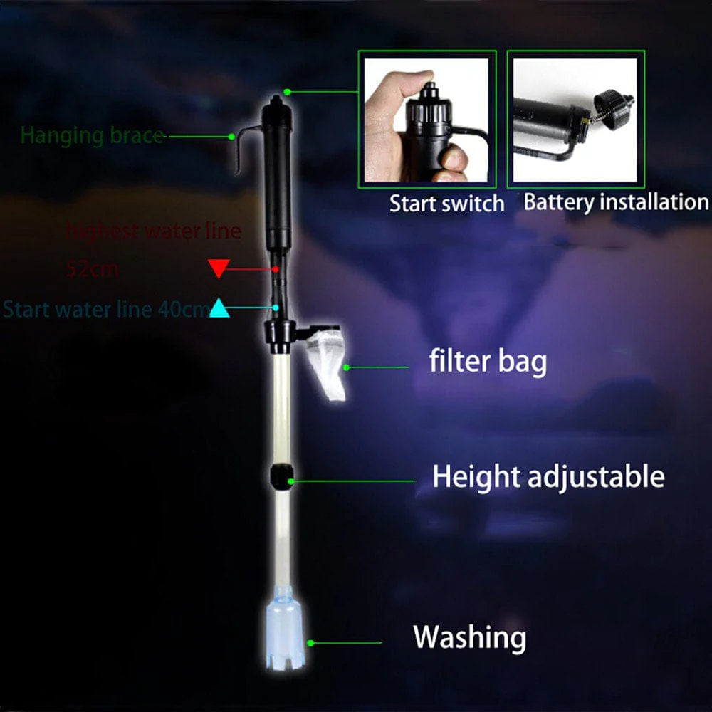Yedhsi Wholesale Battery Gravel Vacuum Cleaner Aquarium Fish Tank Cleaning Syphon Water Vac for Pet Supplies