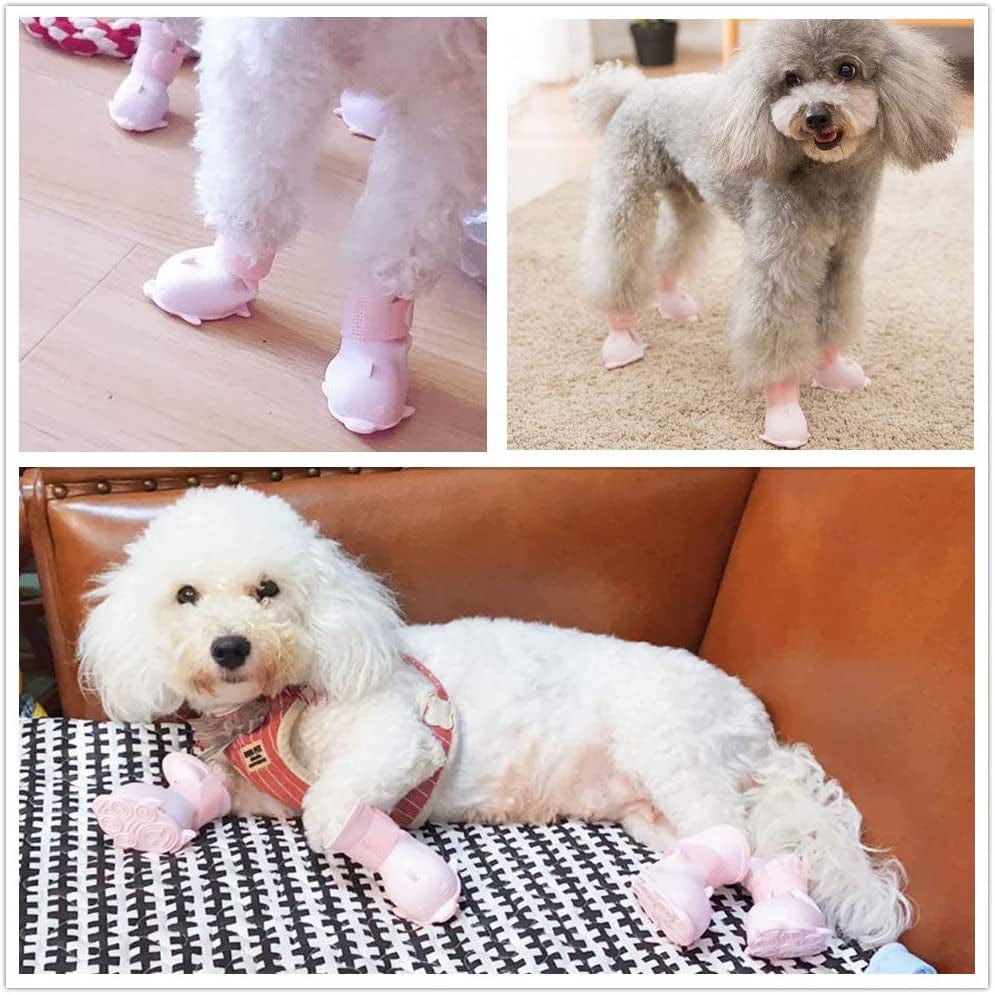 Yeduzyn 4Pcs Waterproof Dog Boots Dog Shoes for Snow and Rain Teddy Pomeranian Bichon Small Dogs Size Runs Small Please Check the Boots Size Carefully(Pink, Large) Animals & Pet Supplies > Pet Supplies > Dog Supplies > Dog Apparel Yeduzyn   