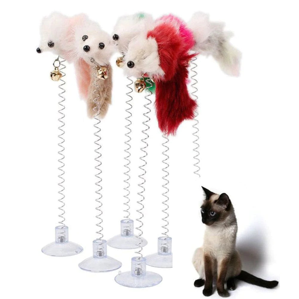 Yesbay 3Pcs Pet Cats Kitten Funny Spring Suction Cup Feather Mouse Elastic Scratch Toys Animals & Pet Supplies > Pet Supplies > Cat Supplies > Cat Toys Yesbay   