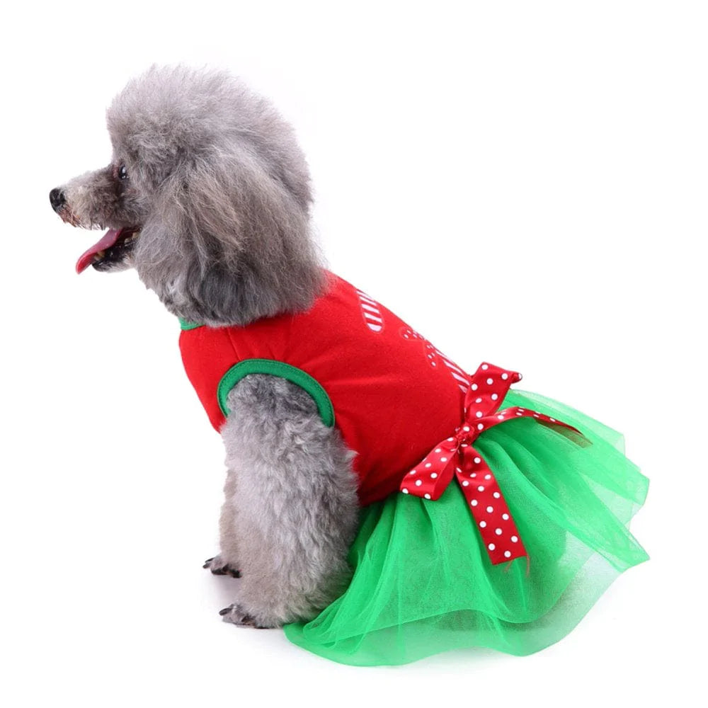 Yesbay Christmas Pet Dog Puppy Princess Dress Skirt Clothes Soft Warm Costume Apparel,Red+Green Animals & Pet Supplies > Pet Supplies > Dog Supplies > Dog Apparel Yesbay   