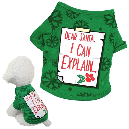 Yesbay Christmas Pet Puppy Cat Dog Clothes Cute Costume Letters Printed T-Shirt Apparel,S Animals & Pet Supplies > Pet Supplies > Dog Supplies > Dog Apparel Yesbay XS  