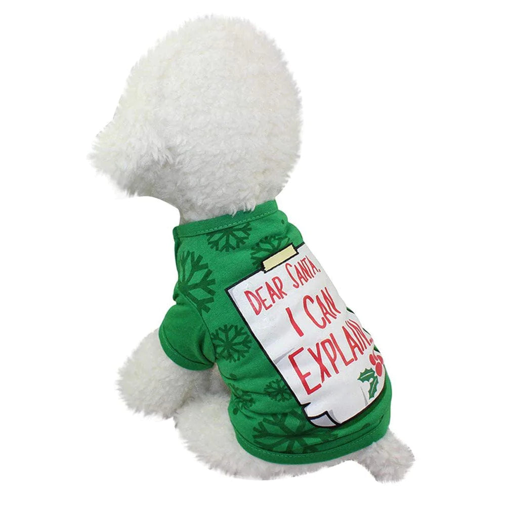 Yesbay Christmas Pet Puppy Cat Dog Clothes Cute Costume Letters Printed T-Shirt Apparel,S Animals & Pet Supplies > Pet Supplies > Dog Supplies > Dog Apparel Yesbay   