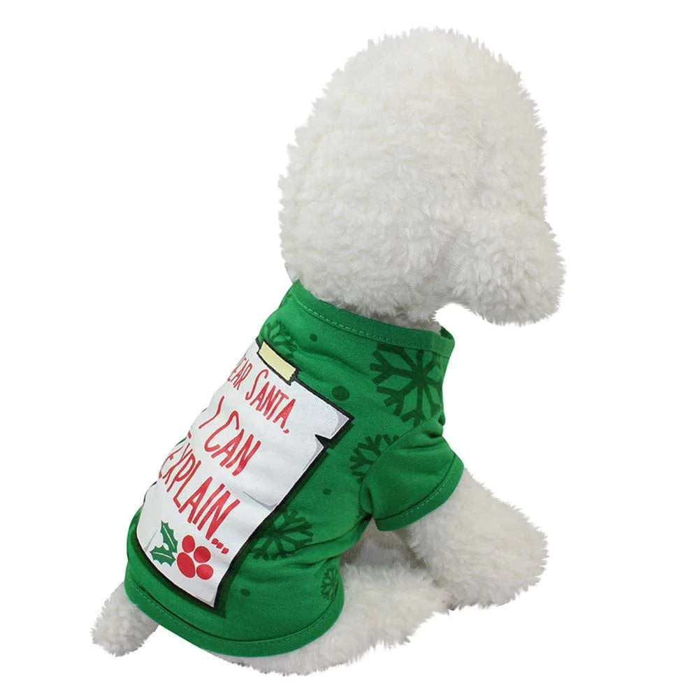 Yesbay Christmas Pet Puppy Cat Dog Clothes Cute Costume Letters Printed T-Shirt Apparel,S Animals & Pet Supplies > Pet Supplies > Dog Supplies > Dog Apparel Yesbay   