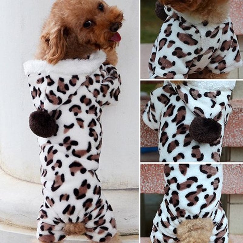 Yesbay Leopard Warm Winter Pet Dog Puppy Clothes Hoodie Jumpsuit Pajamas Outwear Animals & Pet Supplies > Pet Supplies > Dog Supplies > Dog Apparel Yesbay XXL Leopard 