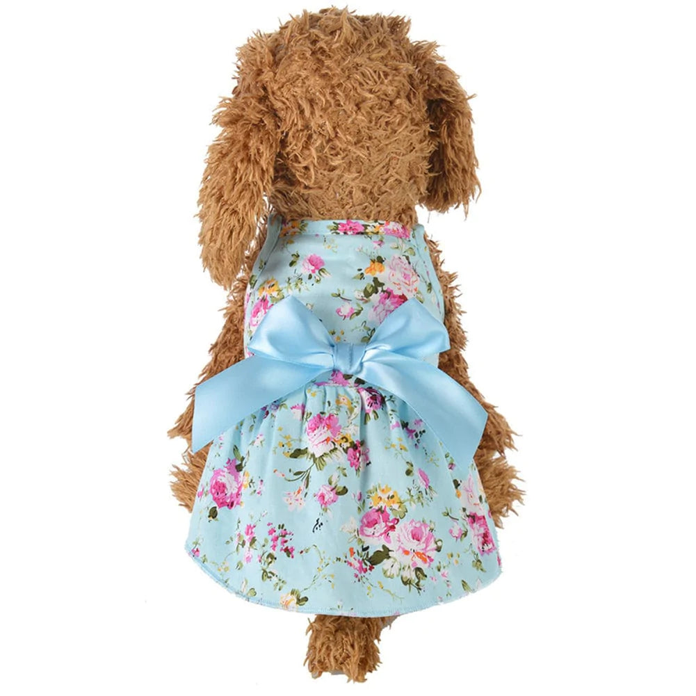 Yesbay Spring Summer Flower Print Cotton Cute Pet Dress Cat Dog Costume Outfit Clothes