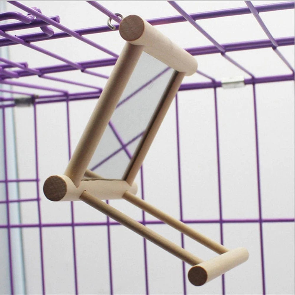 Yesbay Wooden Bird Toy Mirror Stand Platform Toys for Parrots Cockatiel Vogel Animals & Pet Supplies > Pet Supplies > Bird Supplies > Bird Toys Yesbay   