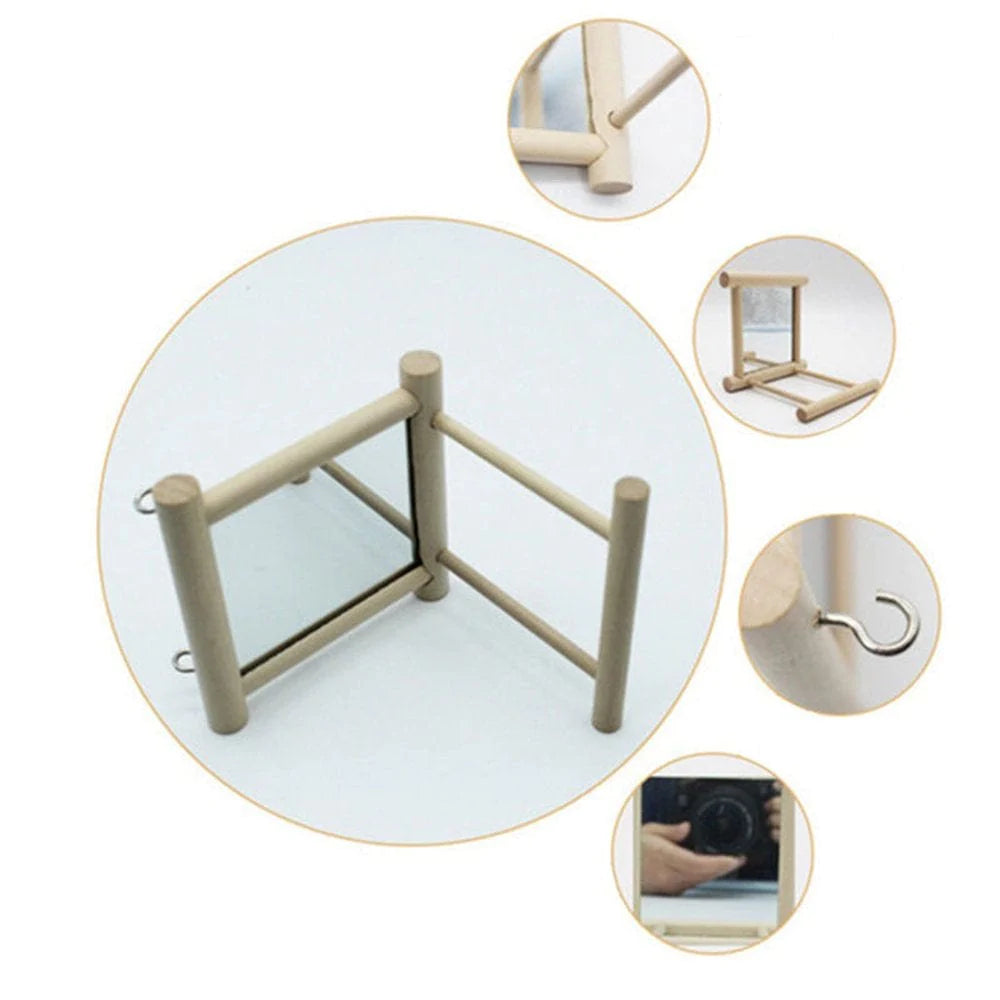 Yesbay Wooden Bird Toy Mirror Stand Platform Toys for Parrots Cockatiel Vogel Animals & Pet Supplies > Pet Supplies > Bird Supplies > Bird Toys Yesbay   