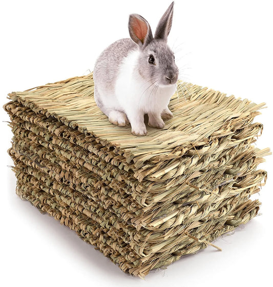 Yesland 12 Pack Woven Bed Mat for Rabbits - Grass Mat & Bunny Bedding Nest - Rabbit Bed and Natural Chew Toy Bed for Guinea Pig Chinchilla Squirrel Hamster Cat Dog and Small Animal Animals & Pet Supplies > Pet Supplies > Small Animal Supplies > Small Animal Bedding Yesland   