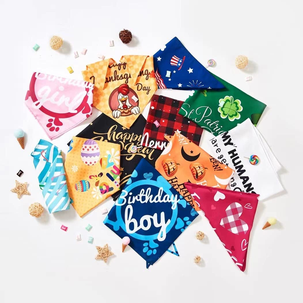 Yespet Dog 12 Pieces Holidays Pet Halloween Thanksgiving Bandanas for Medium Large Dogs Christmas Valentine'S Day Wedding Summer Pets Birthday Bandana Easter Independence St. Patrick'S Day Scarf Animals & Pet Supplies > Pet Supplies > Dog Supplies > Dog Apparel Yespet   