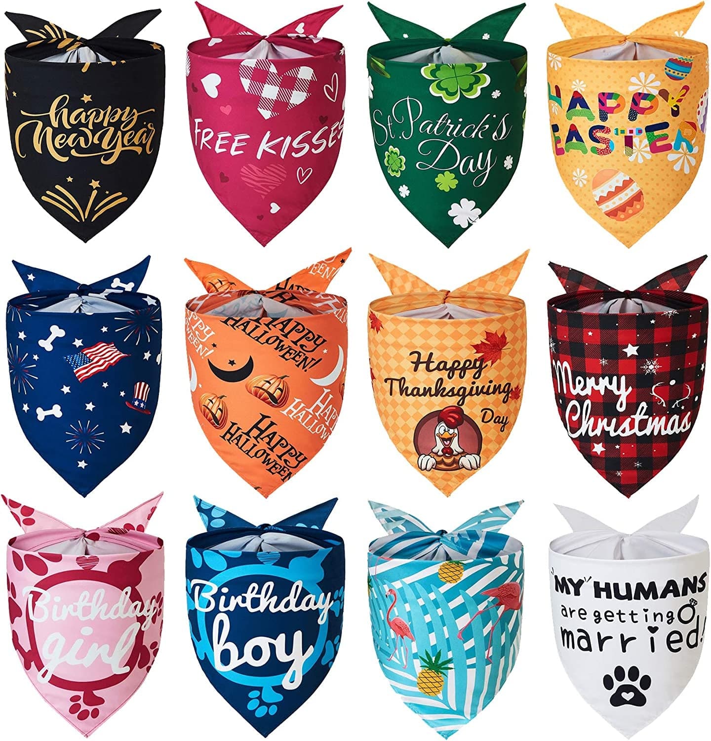 Yespet Dog 12 Pieces Holidays Pet Halloween Thanksgiving Bandanas for Medium Large Dogs Christmas Valentine'S Day Wedding Summer Pets Birthday Bandana Easter Independence St. Patrick'S Day Scarf Animals & Pet Supplies > Pet Supplies > Dog Supplies > Dog Apparel Yespet Medium  