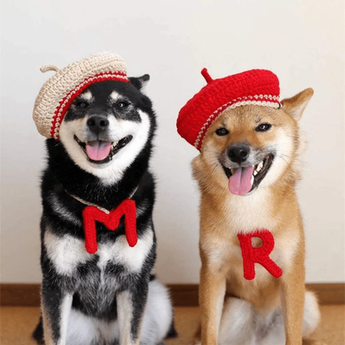 YESSART Pet Dog Cat Fashion Costume Bandana Scarf Beret Hat Set of 2