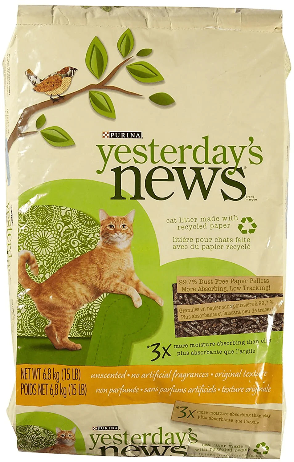 YESTERDAY'S NEWS PRODUCTS 702303 Yesterday'S News Cat Litter, 15-Pound