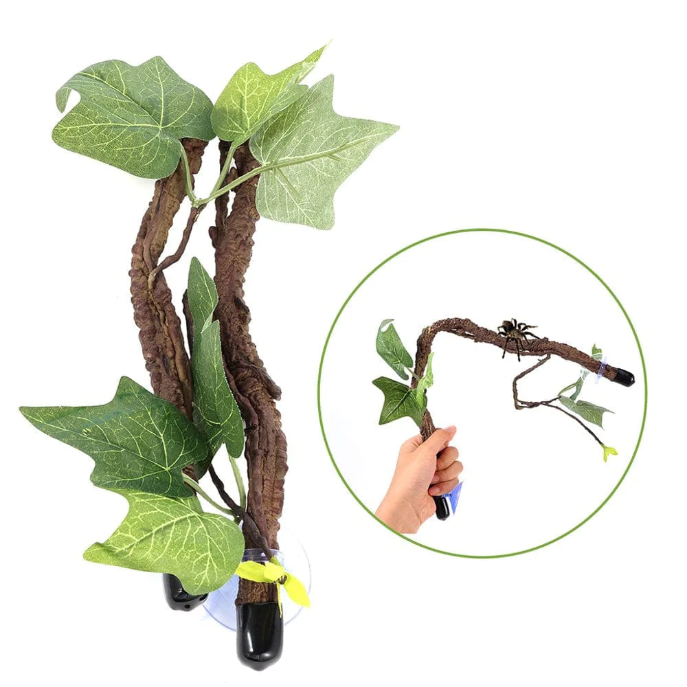 YEUHTLL 2Pcs Artificial Reptile Plants for Climbing Lifelike Terrarium Plastic Jungle Bendable Vines Amphibian Habitat Ornaments