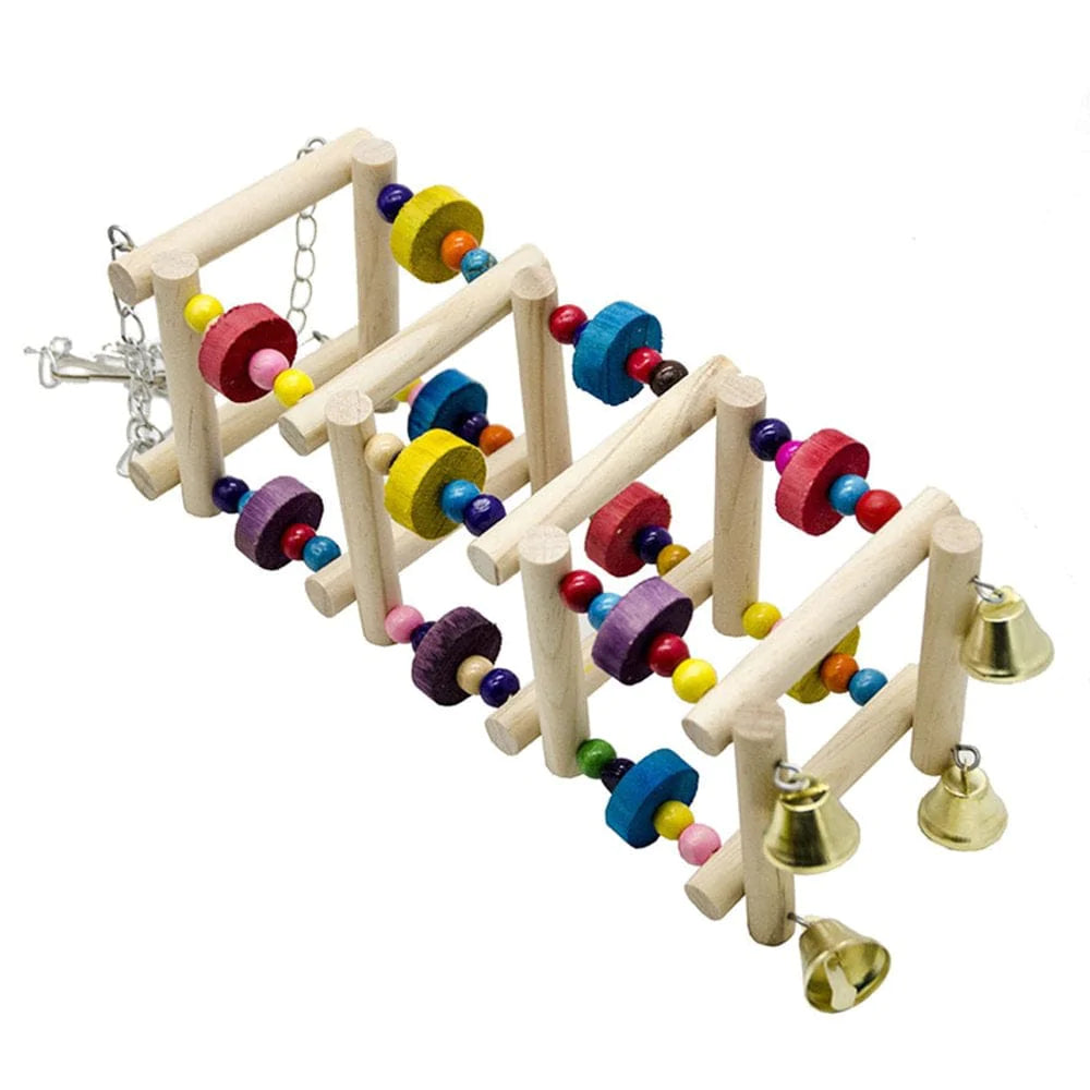 YEUHTLL Wooden Bird Swings Ladders Toys Parrot Chewing Climbing Stand Perch Parakeets Playground Colorful Bite Blocks Animals & Pet Supplies > Pet Supplies > Bird Supplies > Bird Ladders & Perches YEUHTLL   