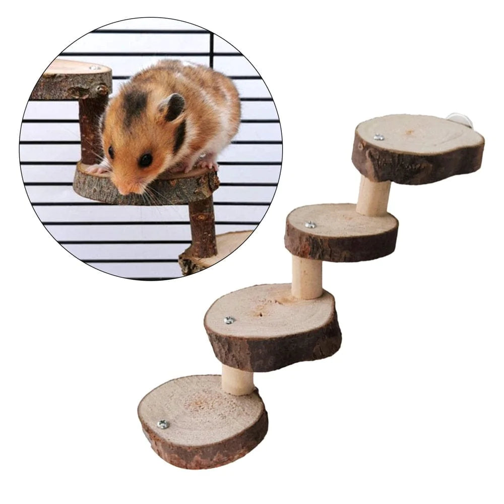 YEUHTLL Wooden Parrot Hamster Climbing Ladder Stairs Birds Exercise Perches Stand Molar
