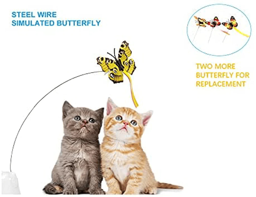 Yextral Rotating Cat Teaser, Butterfly Cat Toys with Butterfly Replacement, White Animals & Pet Supplies > Pet Supplies > Cat Supplies > Cat Toys Xuanchen   