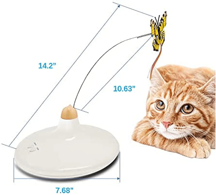 Yextral Rotating Cat Teaser, Butterfly Cat Toys with Butterfly Replacement, White Animals & Pet Supplies > Pet Supplies > Cat Supplies > Cat Toys Xuanchen   