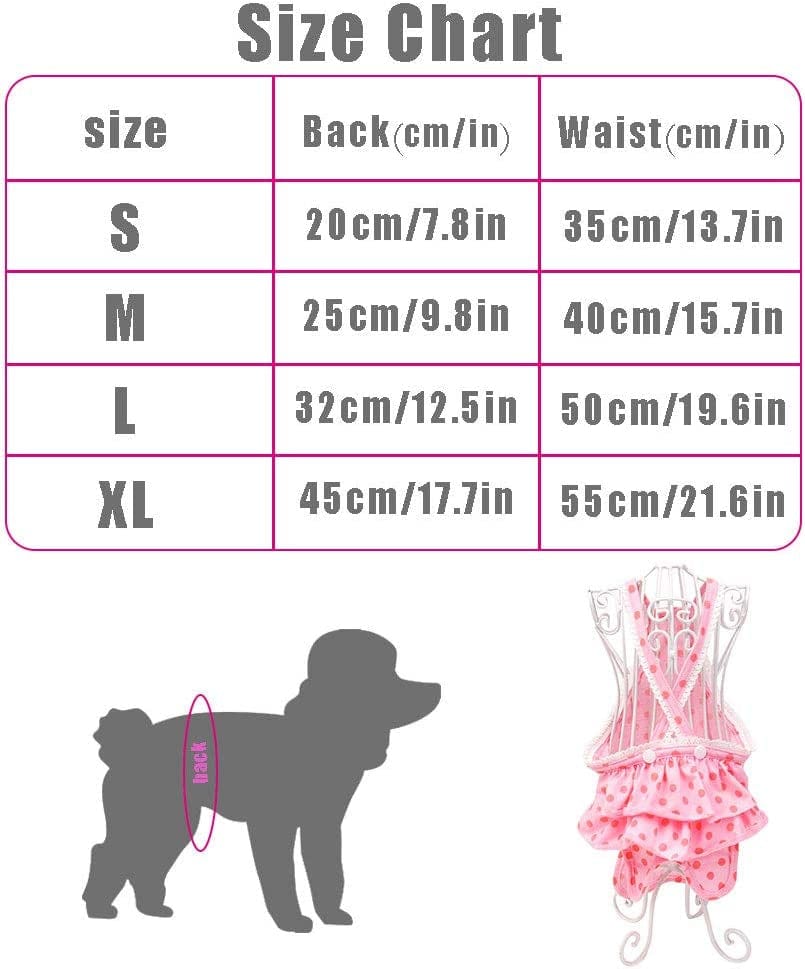 Yicte Dog Diaper with Suspender Dog Skirt Dress Ruffles Dog Sanitary Pantie Dog Clothes Reusable Washable Adjustable Tighten Strap for Small Medium Large Female Girl Pet Dogs Pink M Animals & Pet Supplies > Pet Supplies > Dog Supplies > Dog Apparel YiCTe   