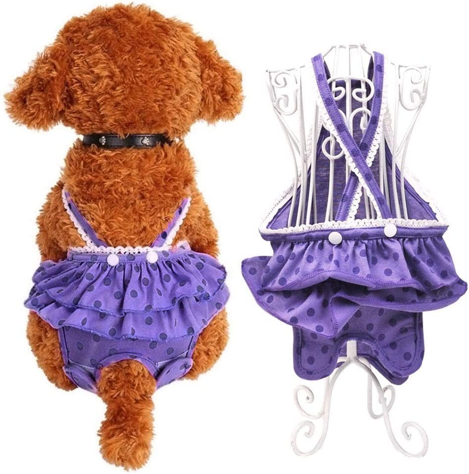 Yicte Dog Diaper with Suspender Dog Skirt Dress Ruffles Dog Sanitary Pantie Dog Clothes Reusable Washable Adjustable Tighten Strap for Small Medium Large Female Girl Pet Dogs Pink M Animals & Pet Supplies > Pet Supplies > Dog Supplies > Dog Apparel YiCTe Purple L 