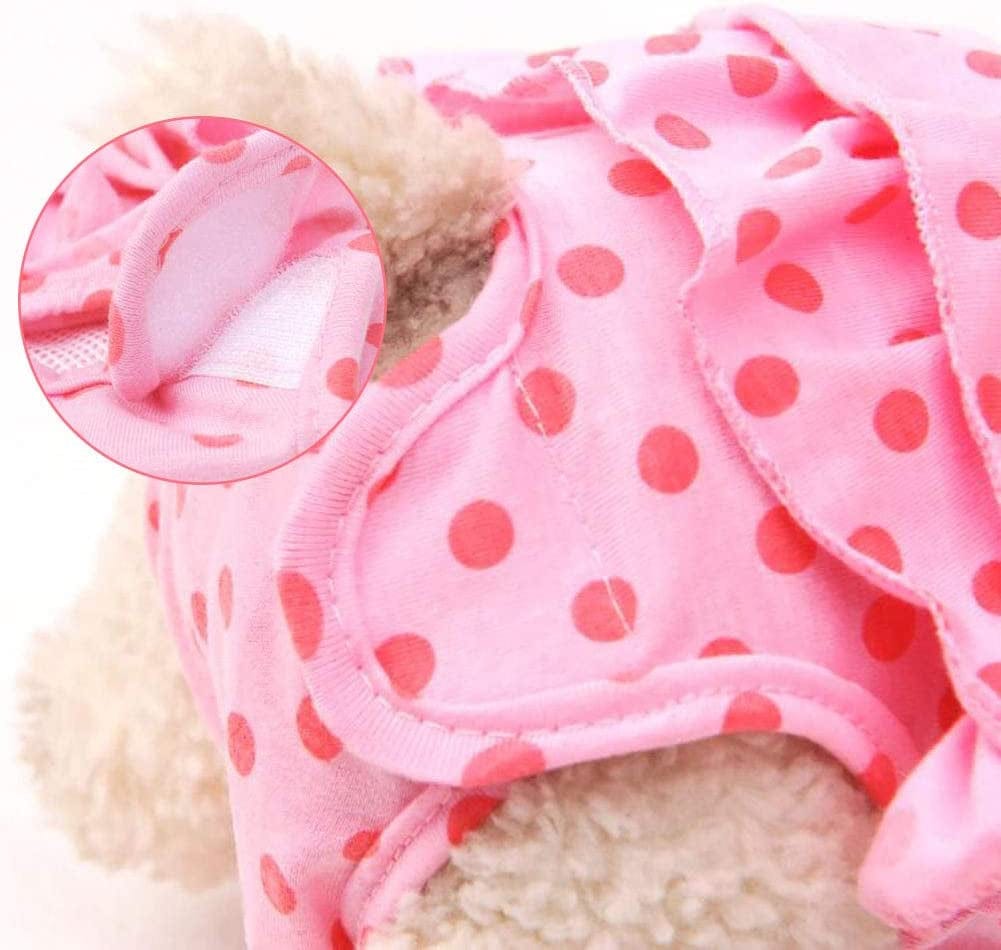 Yicte Dog Diaper with Suspender Dog Skirt Dress Ruffles Dog Sanitary Pantie Dog Clothes Reusable Washable Adjustable Tighten Strap for Small Medium Large Female Girl Pet Dogs Pink M Animals & Pet Supplies > Pet Supplies > Dog Supplies > Dog Apparel YiCTe   