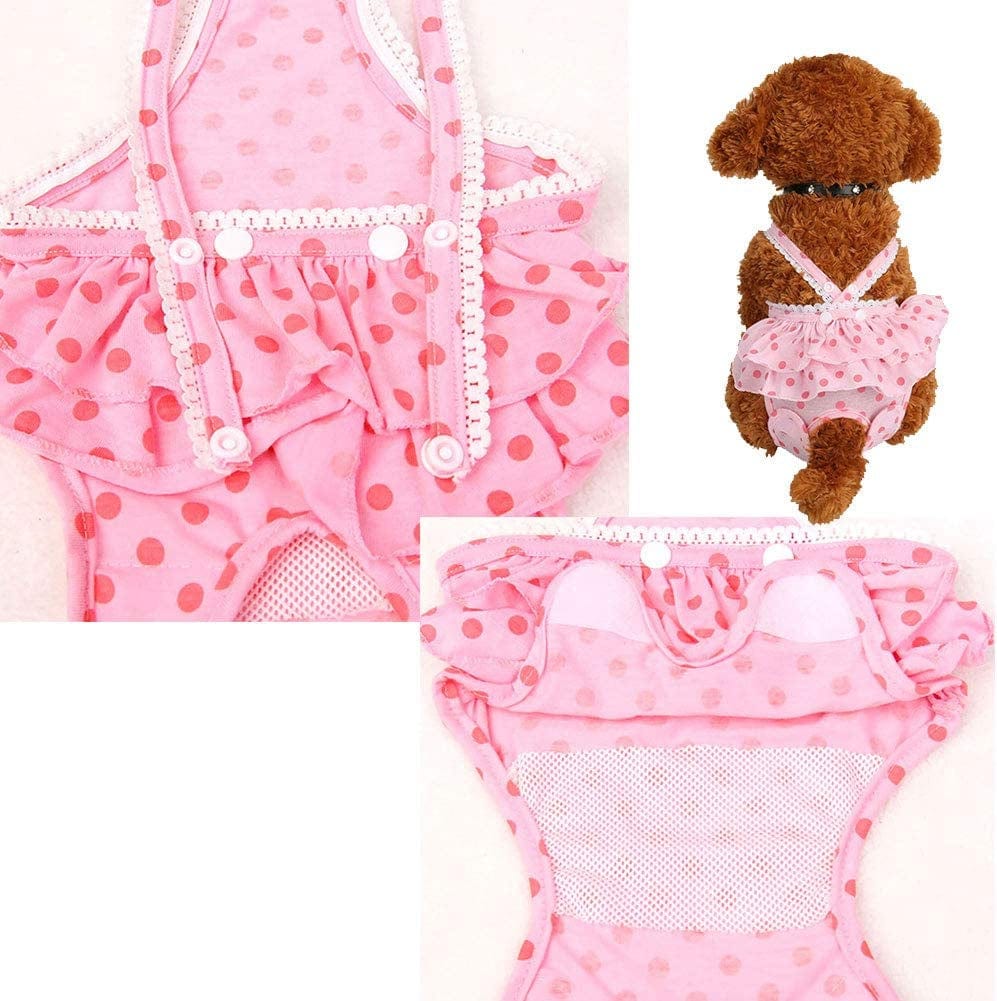 Yicte Dog Diaper with Suspender Dog Skirt Dress Ruffles Dog Sanitary Pantie Dog Clothes Reusable Washable Adjustable Tighten Strap for Small Medium Large Female Girl Pet Dogs Pink M Animals & Pet Supplies > Pet Supplies > Dog Supplies > Dog Apparel YiCTe   