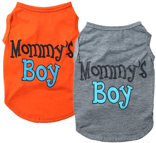 Yikeyo 2-Pack Mommy'S Boy Dog Shirt Male Puppy Clothes for Small Dog Boy Chihuahua Yorkies Bulldog Pet Cat Outfits Tshirt Apparel (Large, Gray+Orange) Animals & Pet Supplies > Pet Supplies > Cat Supplies > Cat Apparel Yikeyo Gray+Orange X-Small 
