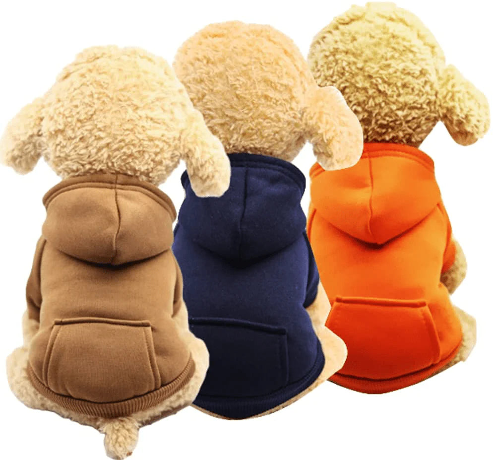 Yikeyo Dog Hoodie with Pocket - Fall Winter Warm Fleece Sweater Puppy Clothes for Small Medium Dogs Boy Girl Yorkies Chihuahua - Pet Cat Sweatshirt Blank Color, Set of 4