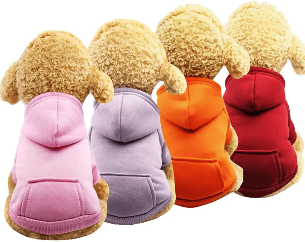 Yikeyo Dog Hoodie with Pocket - Fall Winter Warm Fleece Sweater Puppy Clothes for Small Medium Dogs Boy Girl Yorkies Chihuahua - Pet Cat Sweatshirt Blank Color, Set of 4 Animals & Pet Supplies > Pet Supplies > Dog Supplies > Dog Apparel Yikeyo Pink + Purple + Red wine + Orange Large(6.6-9.3lbs) 