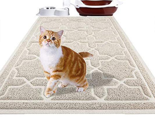 Yimobra Durable Cat Litter Mat, XL Jumbo 35.4 X 23.6 Inches, Easy Clean Cat Mats, Non-Slip, Water Resistant, Traps for Litter Boxes, Pet Litter Floor Mats, Soft, No Phthalate, Beige Animals & Pet Supplies > Pet Supplies > Cat Supplies > Cat Litter Box Mats Yimobra   