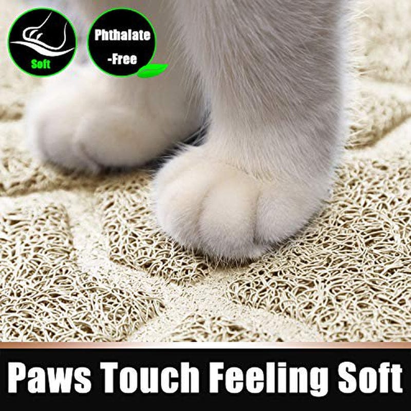 Yimobra Durable Cat Litter Mat, XL Jumbo 35.4 X 23.6 Inches, Easy Clean Cat Mats, Non-Slip, Water Resistant, Traps for Litter Boxes, Pet Litter Floor Mats, Soft, No Phthalate, Beige