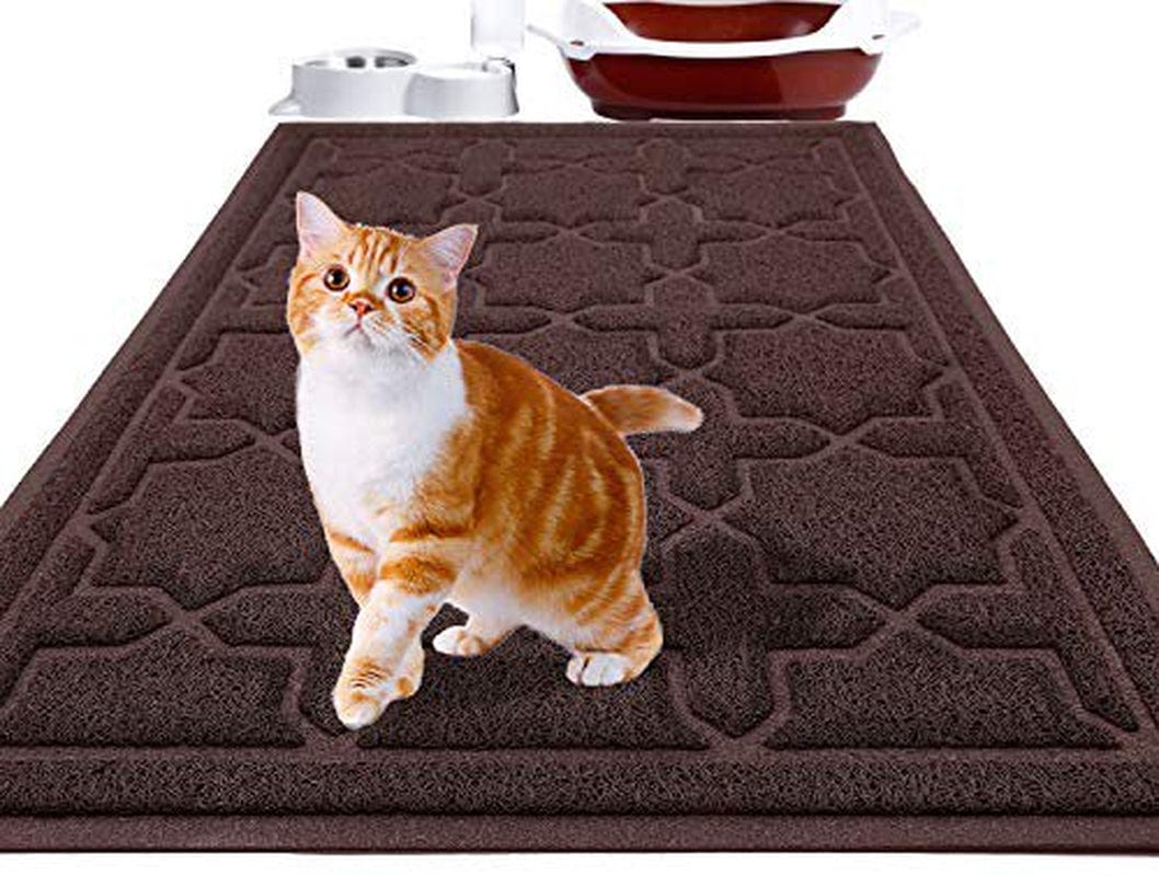 Yimobra Durable Cat Litter Mat, XL Jumbo 35.4 X 23.6 Inches, Easy Clean Cat Mats, Non-Slip, Water Resistant, Traps for Litter Boxes, Pet Litter Floor Mats, Soft, No Phthalate, Dark Coffee Animals & Pet Supplies > Pet Supplies > Cat Supplies > Cat Litter Box Mats Yimobra   