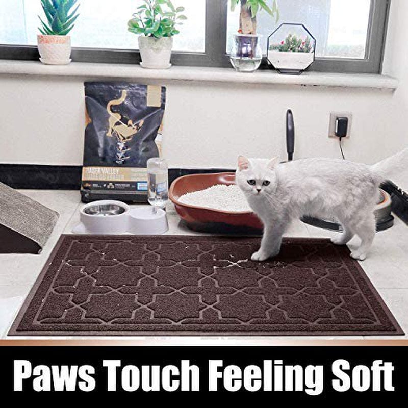 Yimobra Durable Cat Litter Mat, XL Jumbo 35.4 X 23.6 Inches, Easy Clean Cat Mats, Non-Slip, Water Resistant, Traps for Litter Boxes, Pet Litter Floor Mats, Soft, No Phthalate, Dark Coffee Animals & Pet Supplies > Pet Supplies > Cat Supplies > Cat Litter Box Mats Yimobra   
