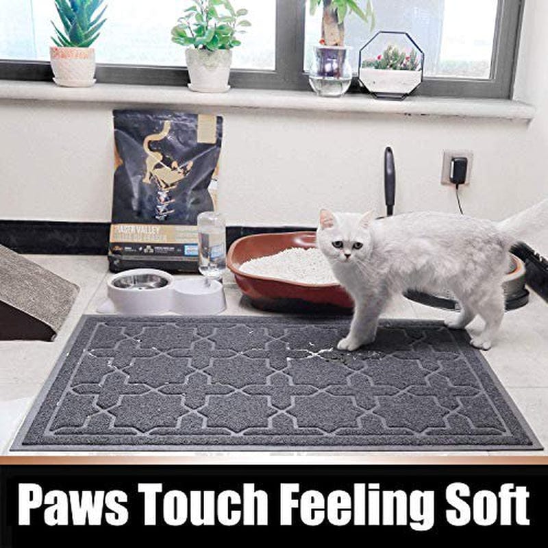 Yimobra Durable Cat Litter Mat, XL Jumbo 35.4 X 23.6 Inches, Easy Clean Cat Mats, Non-Slip, Water Resistant, Traps for Litter Boxes, Pet Litter Floor Mats, Soft, No Phthalate, Dark Gray Animals & Pet Supplies > Pet Supplies > Cat Supplies > Cat Litter Box Mats Yimobra   