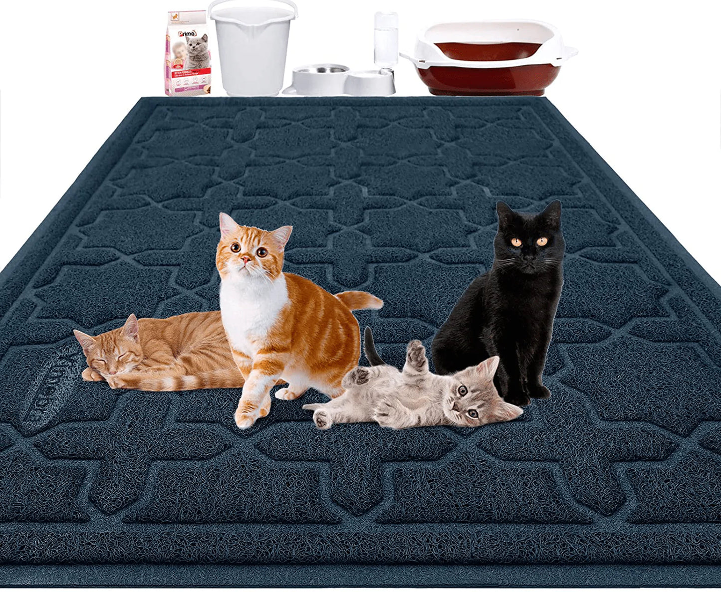 Yimobra Durable Premium Cat Litter Mat, XL Jumbo and Extra Large Cat Box Mats, Easy Clean Non-Slip and Water Proof Litter Trapping Mat, Pet Litter Floor Mats, Soft, No Phthalate Animals & Pet Supplies > Pet Supplies > Cat Supplies > Cat Litter Box Mats Yimobra Dark Blue 35.4x47.2 Inch (Pack of 1) 