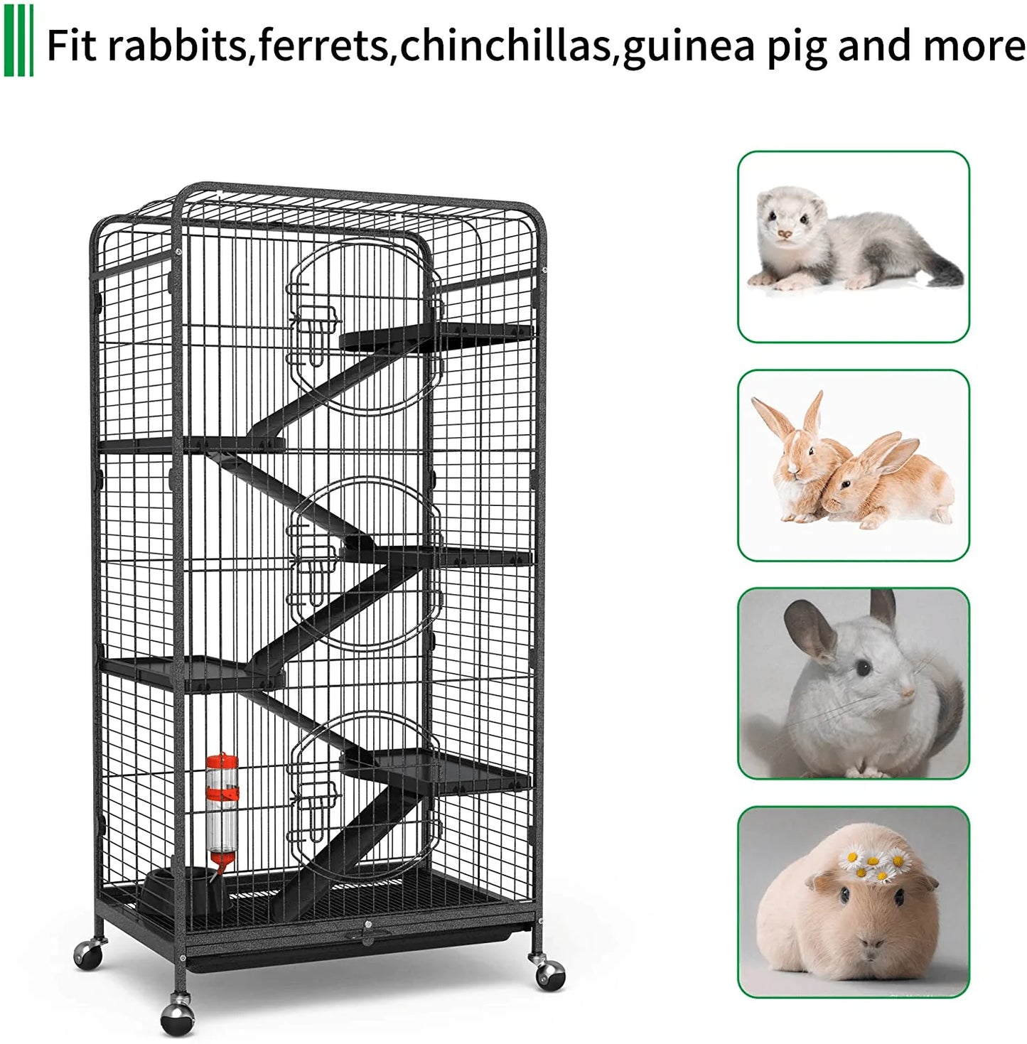 YINTATECH 52-Inch Metal Ferret Chinchilla Rat Cage Small Animal Cage with Rolling Stand Indoor Outdoor for Squirrel/ Guinea Pig/ Bunny/ Cat/ Sugar Glider/ Rabbit Animals & Pet Supplies > Pet Supplies > Small Animal Supplies > Small Animal Habitats & Cages YINTATECH   