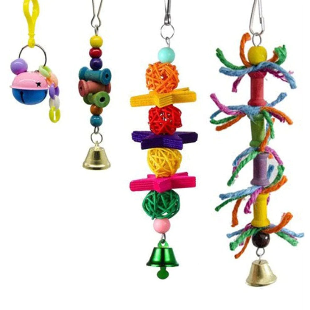 Yirtree 8Pcs/Set Bird Parrot Toys Swing Chewing Toys Hanging Pet Bird Cage Accessories Hammock Swing Toy for Small Parakeets Cockatiels, Lovebirds, Conures, Macaws, Finches Animals & Pet Supplies > Pet Supplies > Bird Supplies > Bird Cage Accessories Yirtree   