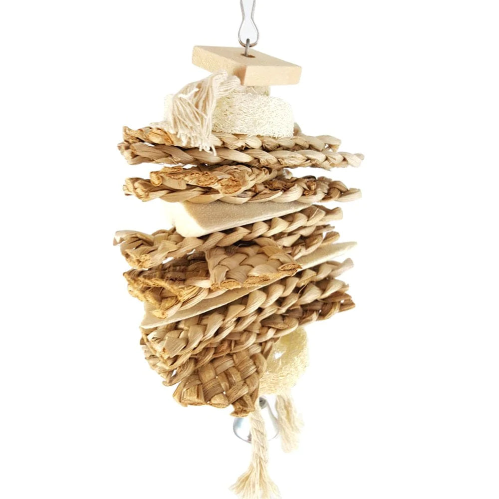 Yirtree Large Parrot Chew Toy for Bird Macaw African Greys Cockatoo Eclectus Budgies Parakeet Cockatiel Conure Lovebirds Cage Wood Toy Loofah Cuttlebone Grass Parrot Cage Bite Toy Animals & Pet Supplies > Pet Supplies > Bird Supplies > Bird Toys Yirtree   