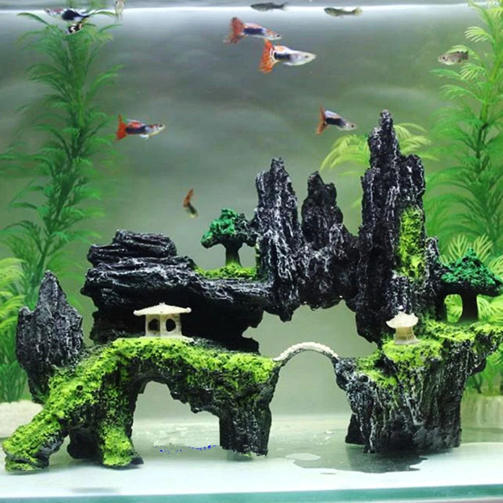 Yirtree Mountain View Decor Rockery Landscape Rock Hiding Cave Tree Aquarium Ornament Fish Tank Decoration Animals & Pet Supplies > Pet Supplies > Fish Supplies > Aquarium Decor Yirtree A5  