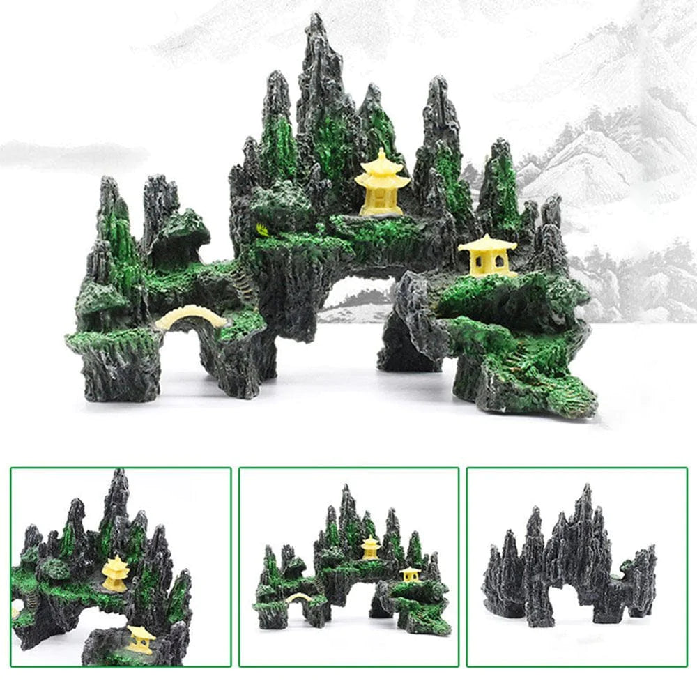 Yirtree Mountain View Decor Rockery Landscape Rock Hiding Cave Tree Aquarium Ornament Fish Tank Decoration Animals & Pet Supplies > Pet Supplies > Fish Supplies > Aquarium Decor Yirtree   