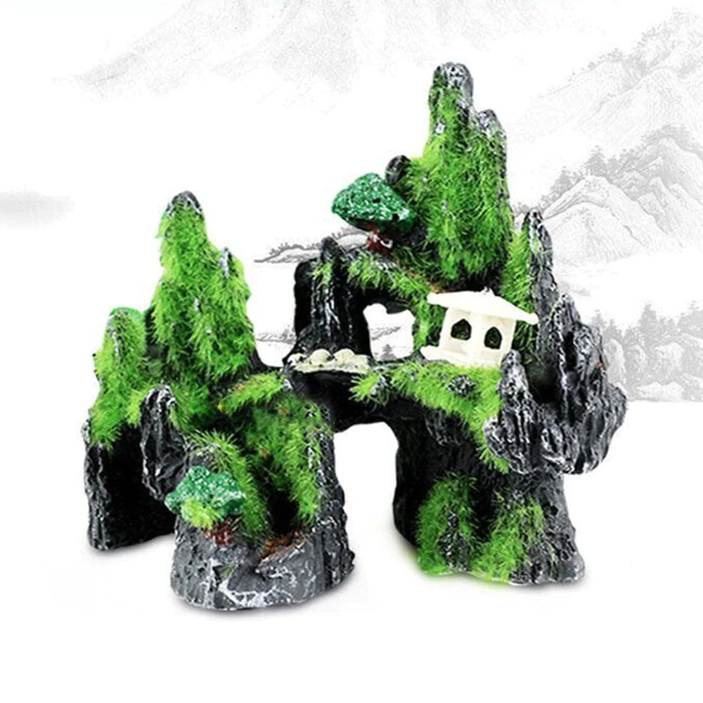 Yirtree Mountain View Decor Rockery Landscape Rock Hiding Cave Tree Aquarium Ornament Fish Tank Decoration Animals & Pet Supplies > Pet Supplies > Fish Supplies > Aquarium Decor Yirtree   