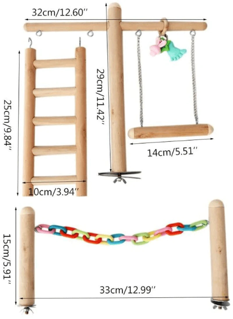 YITON Bird Swings Bird Cage Stand Play Gym Wood Perch Playground Parrot Climbing Ladder Chew Chain 1Set Animals & Pet Supplies > Pet Supplies > Bird Supplies > Bird Gyms & Playstands YITON   