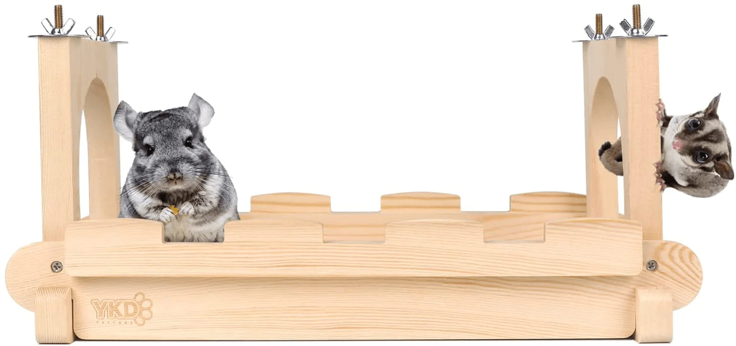 YKD Chinchilla Wood Suspension Bridge, Hanging Large Small Animal Wooden Bridge Platform, Small Animals Habitat Toy for Chinchillas Sugar Gliders Rats Squirrel Animals & Pet Supplies > Pet Supplies > Small Animal Supplies > Small Animal Habitat Accessories YKD   