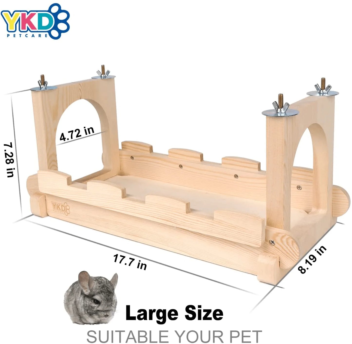 YKD Chinchilla Wood Suspension Bridge, Hanging Large Small Animal Wooden Bridge Platform, Small Animals Habitat Toy for Chinchillas Sugar Gliders Rats Squirrel Animals & Pet Supplies > Pet Supplies > Small Animal Supplies > Small Animal Habitat Accessories YKD   