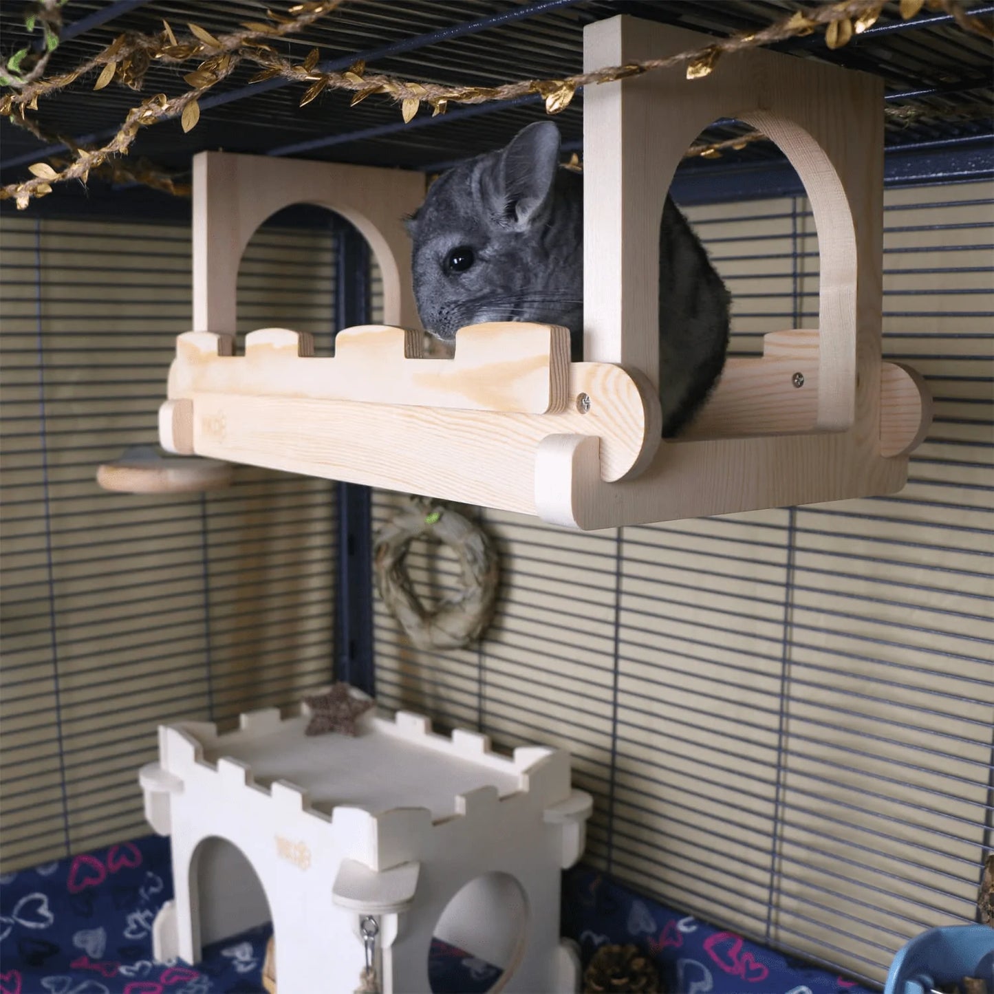 YKD Chinchilla Wood Suspension Bridge, Hanging Large Small Animal Wooden Bridge Platform, Small Animals Habitat Toy for Chinchillas Sugar Gliders Rats Squirrel Animals & Pet Supplies > Pet Supplies > Small Animal Supplies > Small Animal Habitat Accessories YKD   