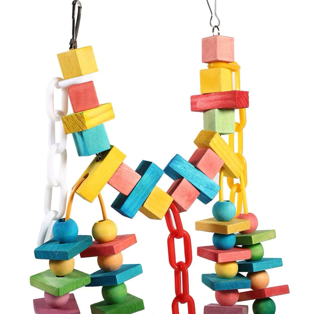YLSHRF Birds Chewing Toys,Colorful Parrot Cage Wood Chew Bite Toys Pet Bird Hanging Swing Scratcher Perch, Birds Wood Chewing Toys Animals & Pet Supplies > Pet Supplies > Bird Supplies > Bird Toys YLSHRF   