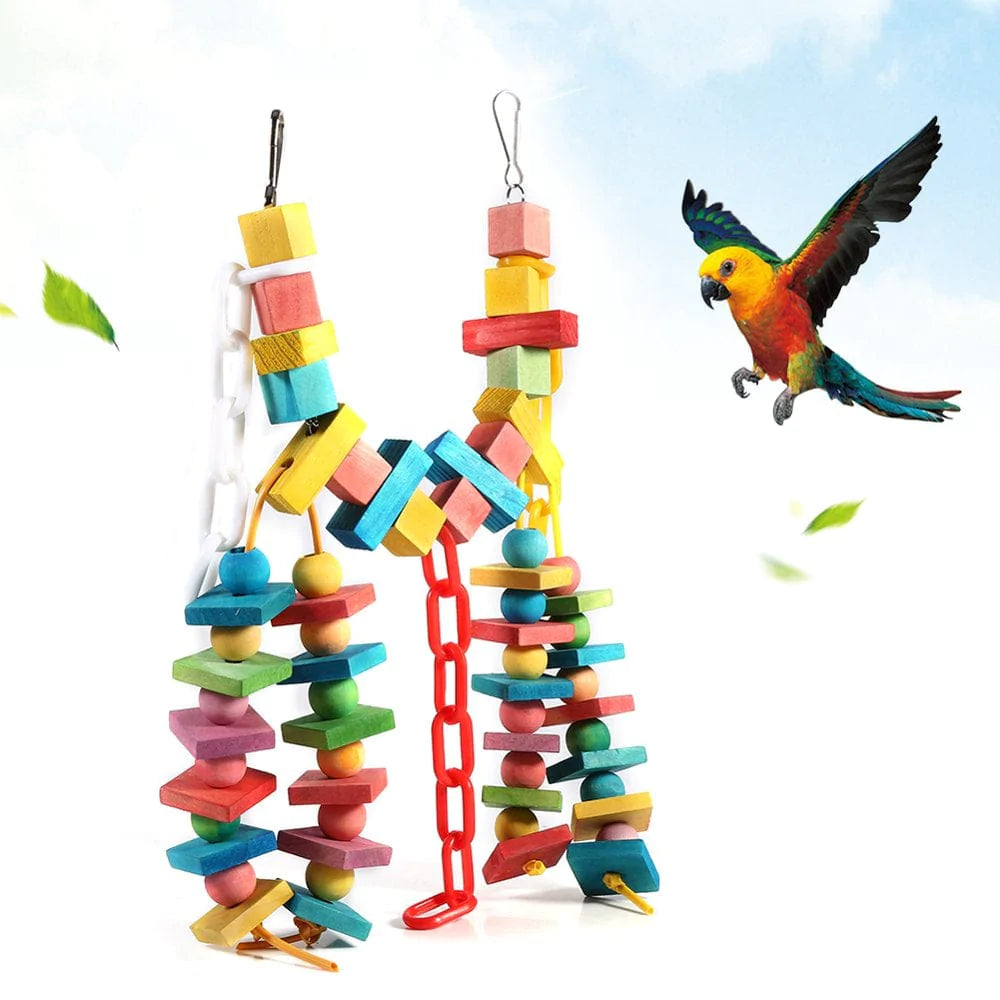 YLSHRF Birds Chewing Toys,Colorful Parrot Cage Wood Chew Bite Toys Pet Bird Hanging Swing Scratcher Perch, Birds Wood Chewing Toys Animals & Pet Supplies > Pet Supplies > Bird Supplies > Bird Toys YLSHRF   