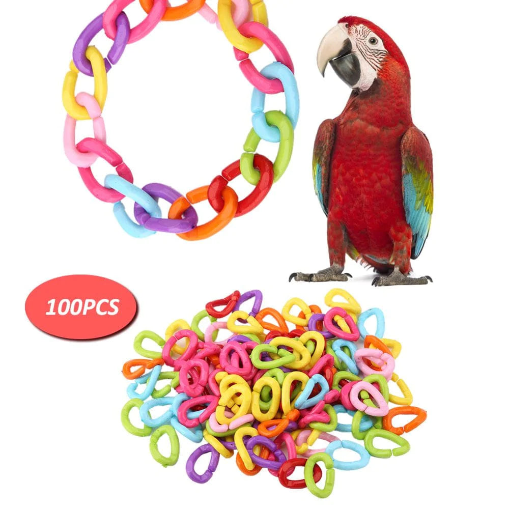 JIALEEY 100 Piece Plastic C-Clips Hooks Chain Links Rainbow C-Links  Children's Learning Toys Small