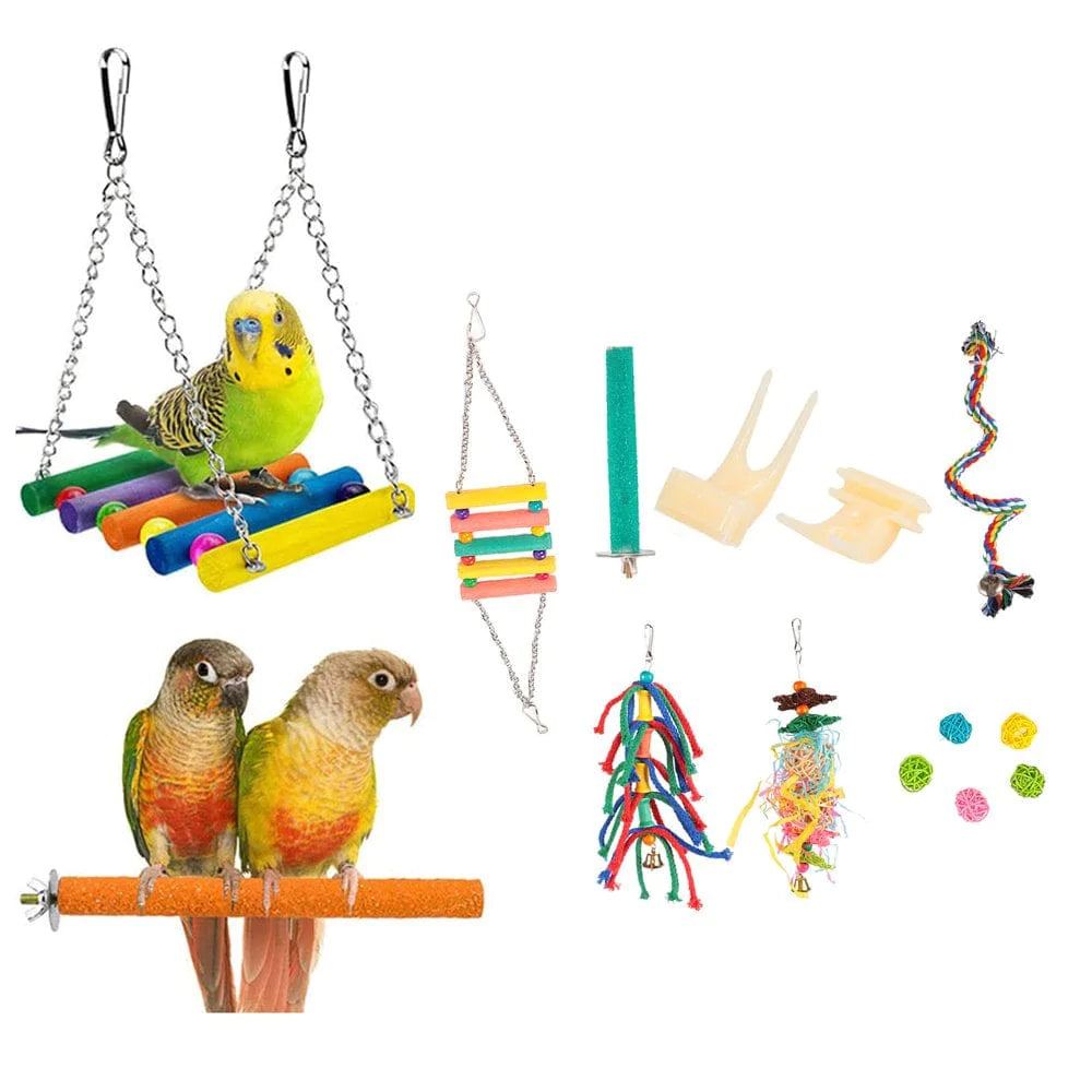 Ymiko Swing Toys, Swing Climbing Ladders Toy, Swing Toys Natural Attractive Safe Eliminate Boredom Bird Perch Stand Chewing Toys for Birds Animals & Pet Supplies > Pet Supplies > Bird Supplies > Bird Ladders & Perches Ymiko   