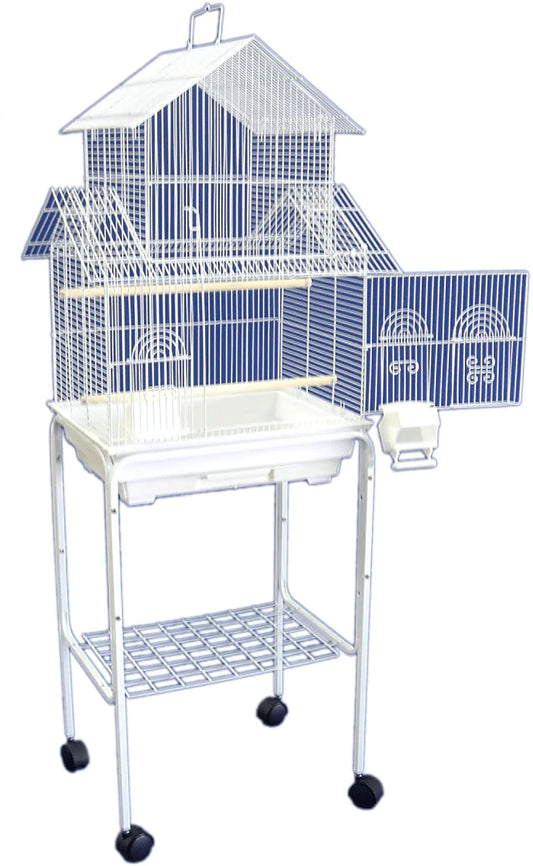 YML 5844 3/8" Bar Spacing Pagoda Bird Cage with Stand Animals & Pet Supplies > Pet Supplies > Bird Supplies > Bird Cages & Stands YML White 18" x 14"/Small 